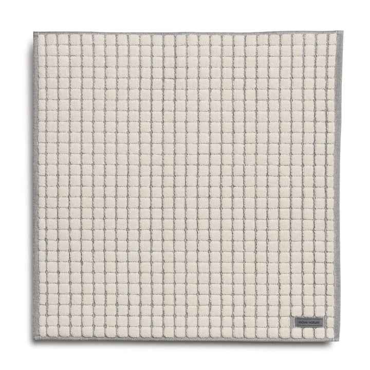 möve Eden Badteppich mit Kästchenstruktur 60 x 60 cm aus 100 % Baumwolle, nature / black 60 x 60 cm