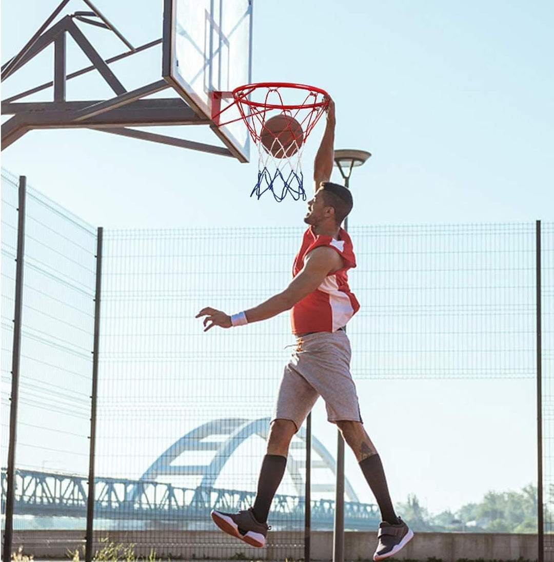 Basketballfelgen, wandmontierter Basketballkorb mit Standard-Stahlfelgen, Nylon-Netz, verstellbare H