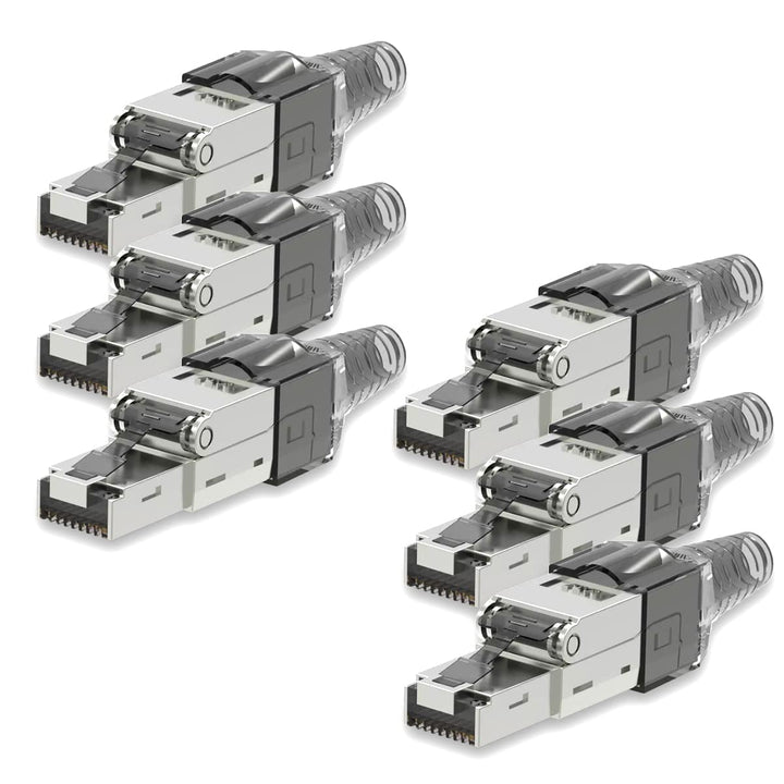UC-Express Netzwerkstecker CAT7 RJ45-6X RJ45 Netzwerk Stecker Grau Steckverbinder - werkzeuglos - ge