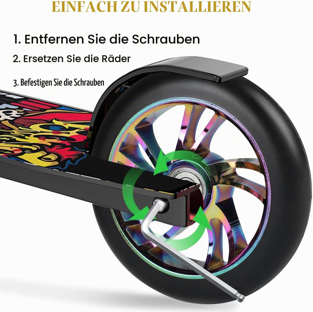 Stunt Scooter Ersatzrad 120mm 2 Stück mit ABEC 9 Kugellagern, Härte 88A für Roller aller Art geeigne