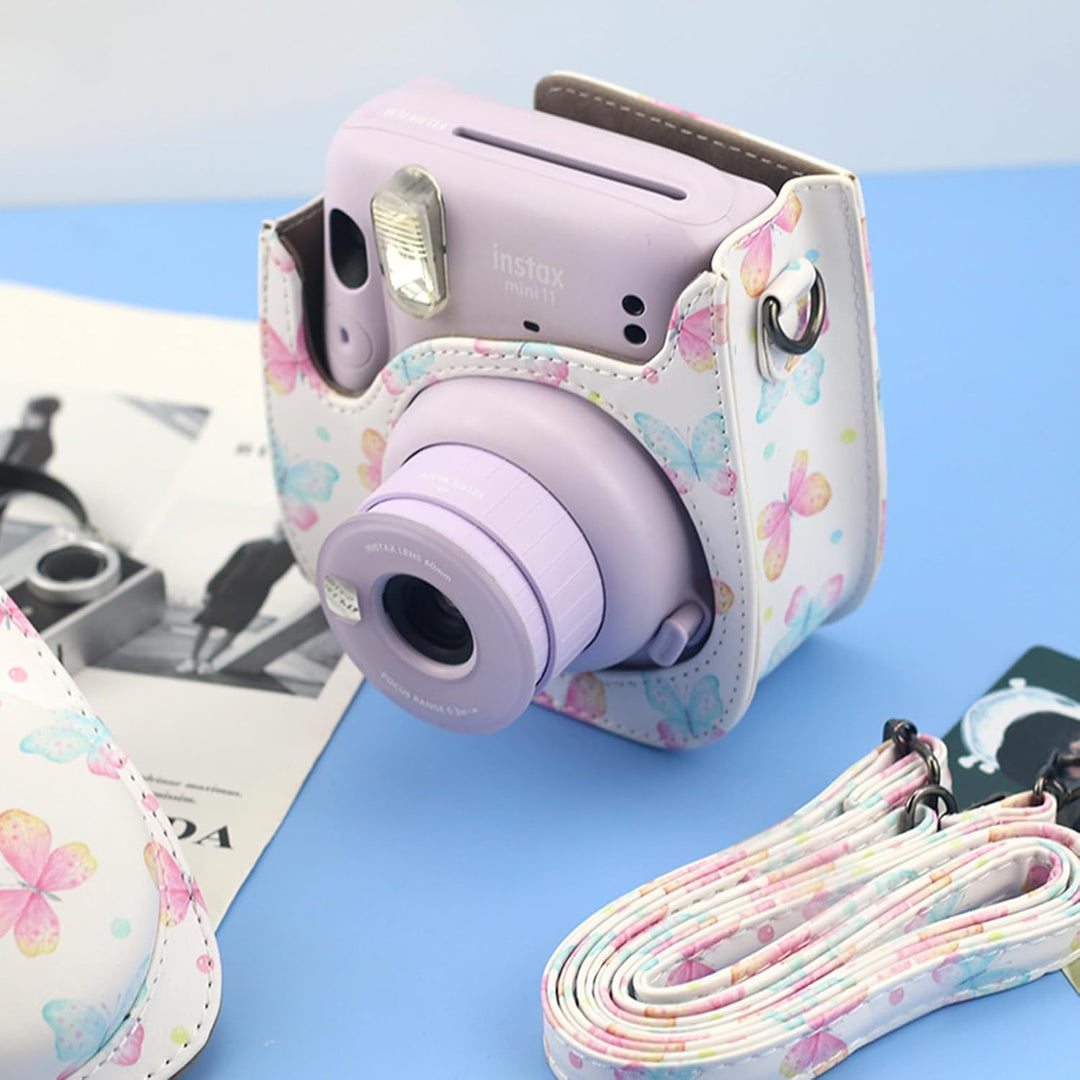 Schutzhülle kompatibel mit Fujiilm Mini 12 11 9 8 8+ Sofortbildkamera, Kameratasche aus PU-Leder mit
