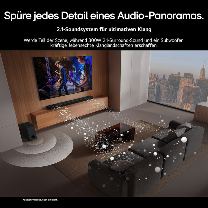 LG DS40T 2.1 Soundbar (300W) mit kabellosem Subwoofer (ARC, HDMI, Optisch, Bluetooth) [2024], Schwar