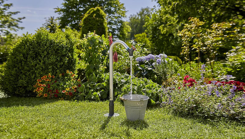 Gardena Sprinklersystem Pipeline Garten-Wasserhahn: Schwenkbarer Hahn, Anti-Splash Hahnverbinder, Re