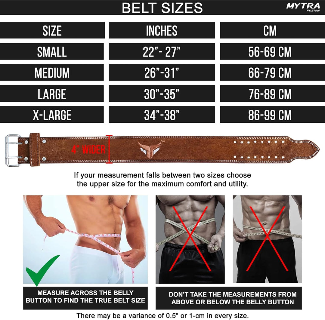 Mytra Fusion power weight lifting belt L4 weight training leather belt power belts for squats workou