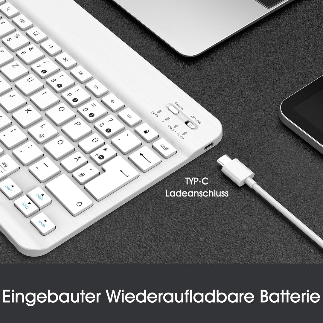 FINTIE Ultradünn Bluetooth Tastatur mit deutschem Layout QWERTZ für iPad Air/Pro/Mini/iPad 10.9/10.2