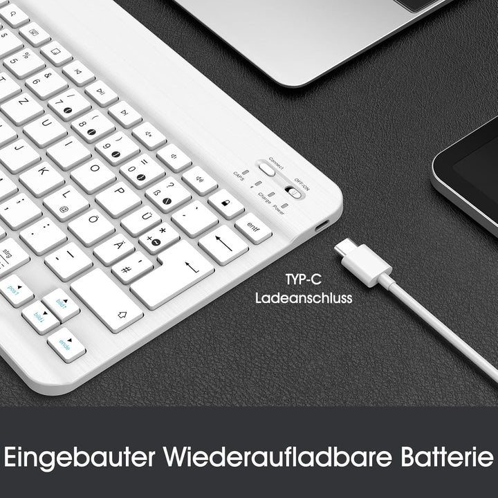 FINTIE Ultradünn Bluetooth Tastatur mit deutschem Layout QWERTZ für iPad Air/Pro/Mini/iPad 10.9/10.2