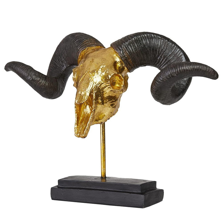 Hansmeier® Deko Skulptur Widder | Gold | Für Aussen und Innen | 39 x 28 x 17 cm | Deko Statue Geweih
