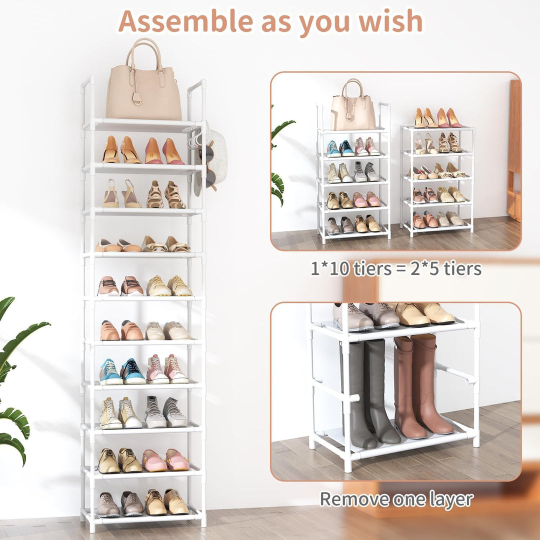Schuhregal mit 10 Ebenen, Schuh-Organizer für 20-25 Paar Schuhe, offener Schuhschrank hoch, Schuhstä