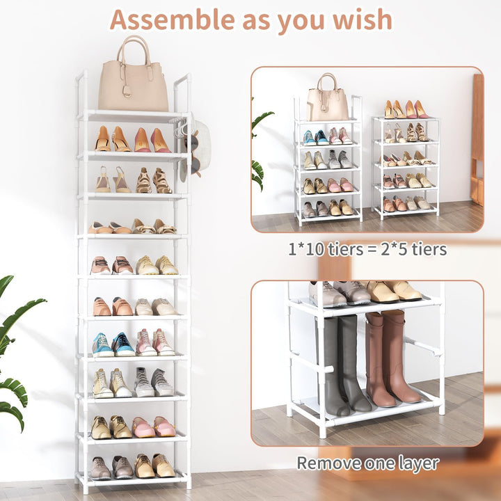 Schuhregal mit 10 Ebenen, Schuh-Organizer für 20-25 Paar Schuhe, offener Schuhschrank hoch, Schuhstä
