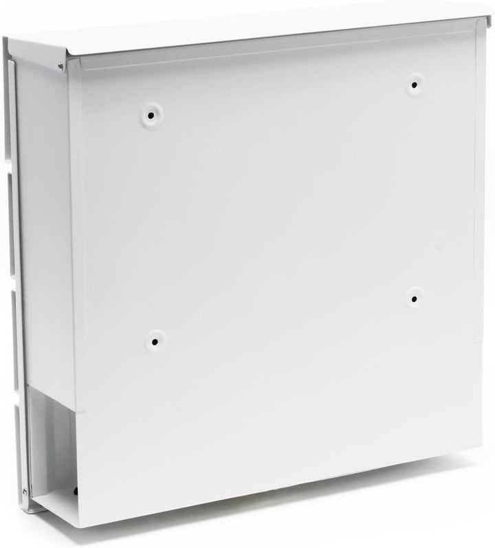 Wiltec Designer Briefkasten V15 weiss 370 x 105 x 370 mm, Wandbriefkasten mit Schloss und Zeitungsro