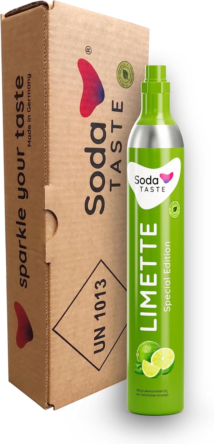 SodaTASTE CO2-Tauschzylinder (Refill) für Wassersprudler, mit natürlichem Limetten-Aroma, ohne Sirup