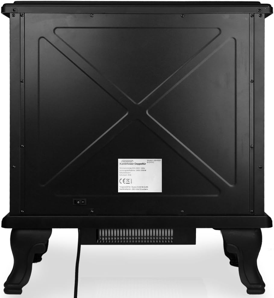 Deuba Elektrokamin Elektrischer Kamin mit Heizung Doppeltür LED Kaminfeuer Effekt Timer Fernbedienun