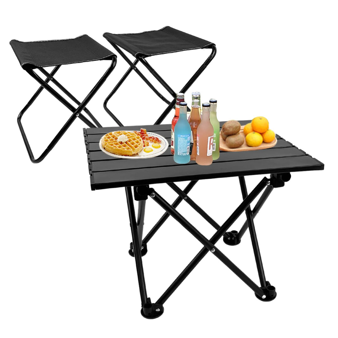 Klappbarer Campingtisch mit Stühlen Leichter Picknicktisch und 2 Stühle für Strand Wandern Reisen An