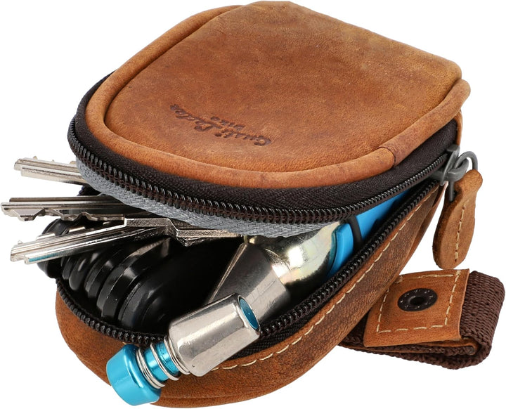 Gusti Satteltasche Leder - UDO B. Schlauchtasche mit wasserfestem Fahrradtasche für Werkzeug Lederta