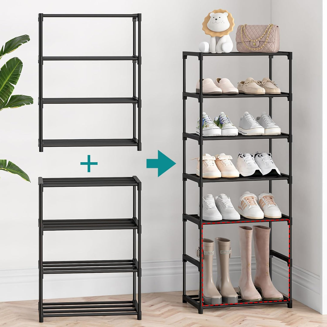 Kleines Schuhregal mit 4 Ebenen, schmal, stapelbar, Schuhregal für Kinder, Kleinkinder, Erwachsene,