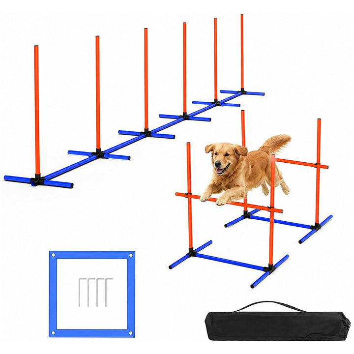 Agility-Trainingsset für Hunde, Hindernisset mit Slalomstangen, Hundesport-Ausrüstung, für Grosse un