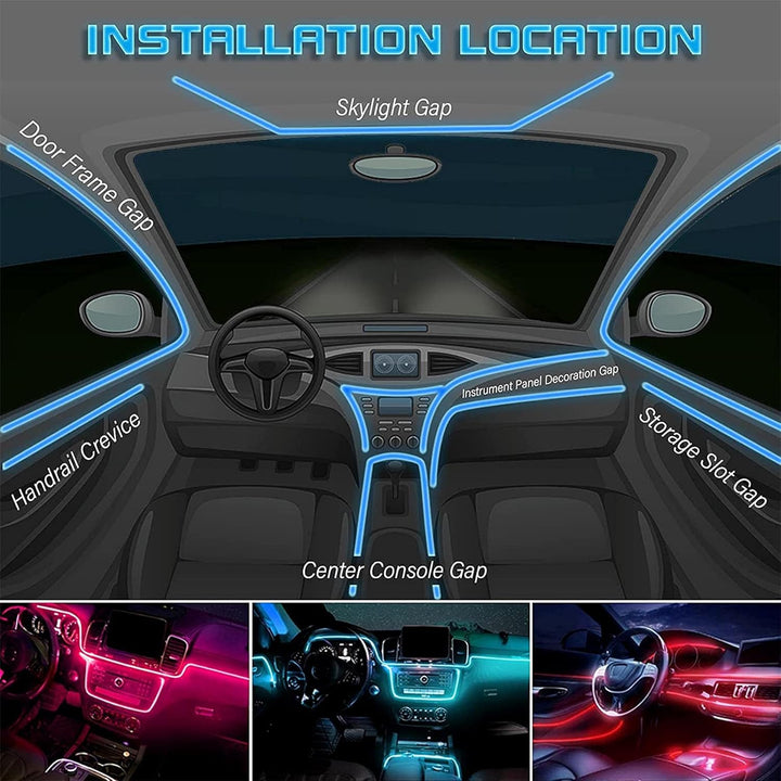 Sunshine smile Innenbeleuchtung Auto,6M/5 in 1 RGB Innenraumbeleuchtung,12V Led Atmosphäre Licht ,Ap