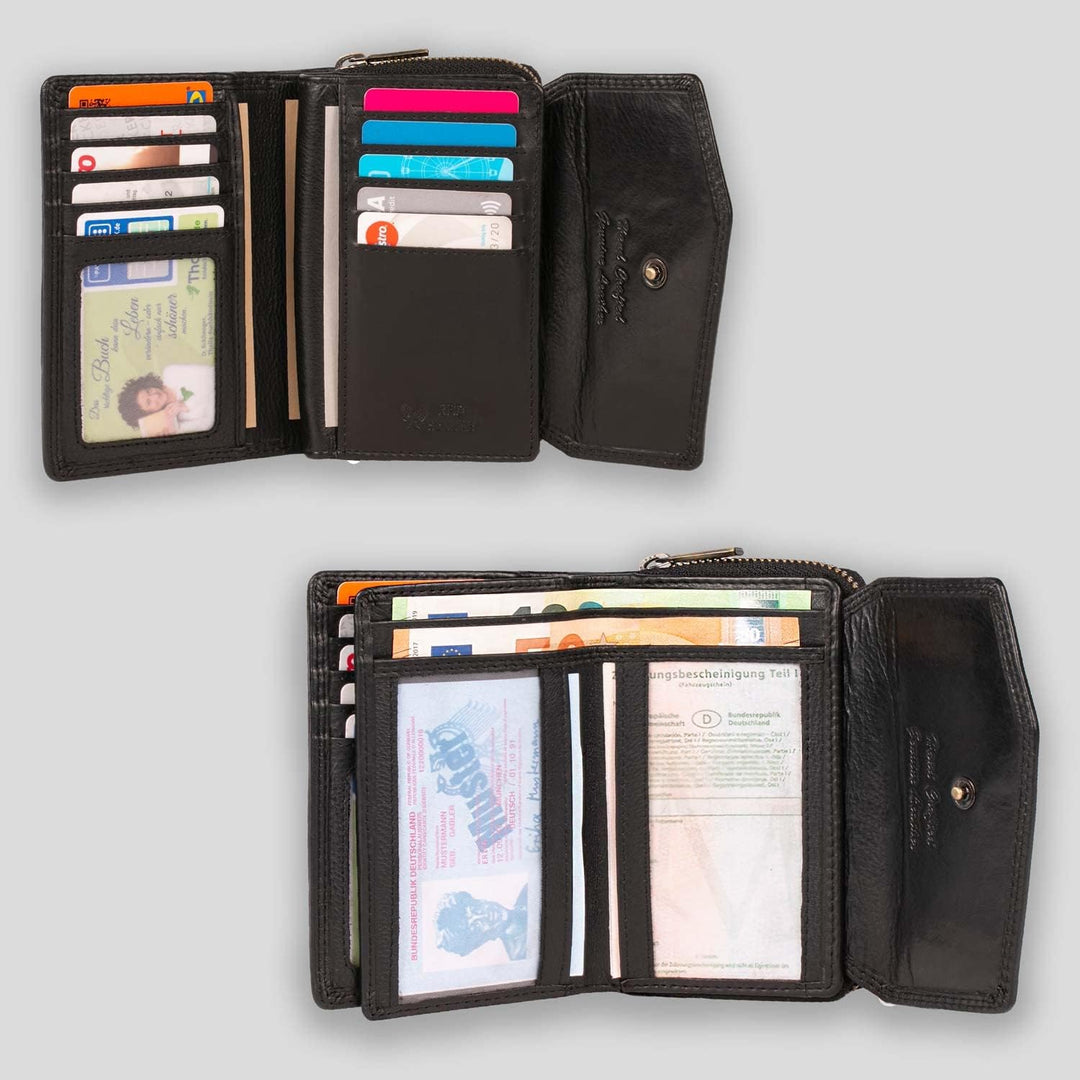 MATADOR RFID Blocker Leder Portemonnaie Damen Gross | Geldbeutel Portmonee Damen mit Geschenk-Box |