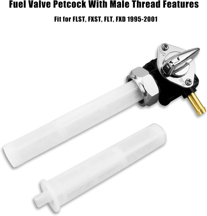Benzinhahn mit Aussengewinde passend für Harley FLST FXST FLT FXD 1995-2001 ersetzt 61338-94D