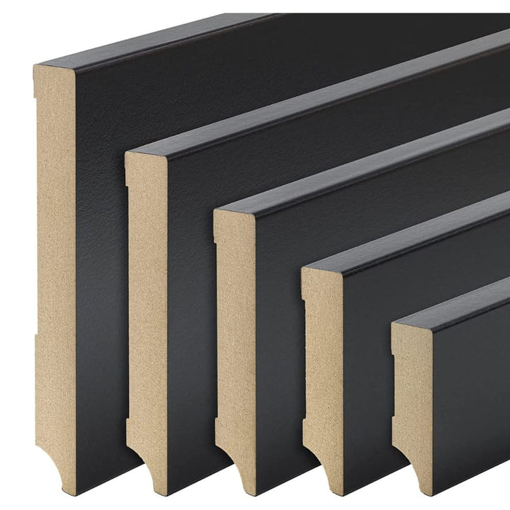 REESE Sockelleisten Schwarz | Weimarer Profil | MDF Folie | 60mm Höhe | 10 Stück / 23 lfm 60mm 10 St