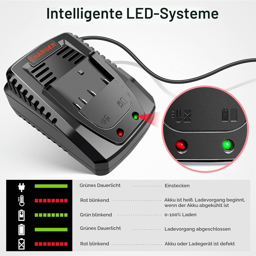 ARyee Ladegerät für Bosch 18V 14,4V Akku BC660 BC1880 BAT609 BAT609G BAT618 BAT618G BAT614 BAT614G Y