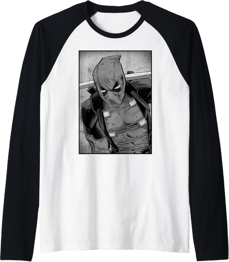 Marvel Deadpool Greyscale Glare Raglan