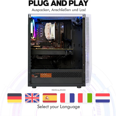 dcl24 Gaming PC Set komplett AMD Ryzen 5 4500, GTX1650 4GB - 500GB SSD, 16GB DDR4, Gamer PC mit 6x4.