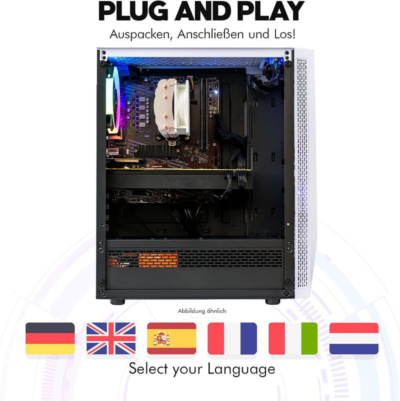 dcl24 Gaming PC Set komplett AMD Ryzen 5 4500, GTX1650 4GB - 500GB SSD, 16GB DDR4, Gamer PC mit 6x4.