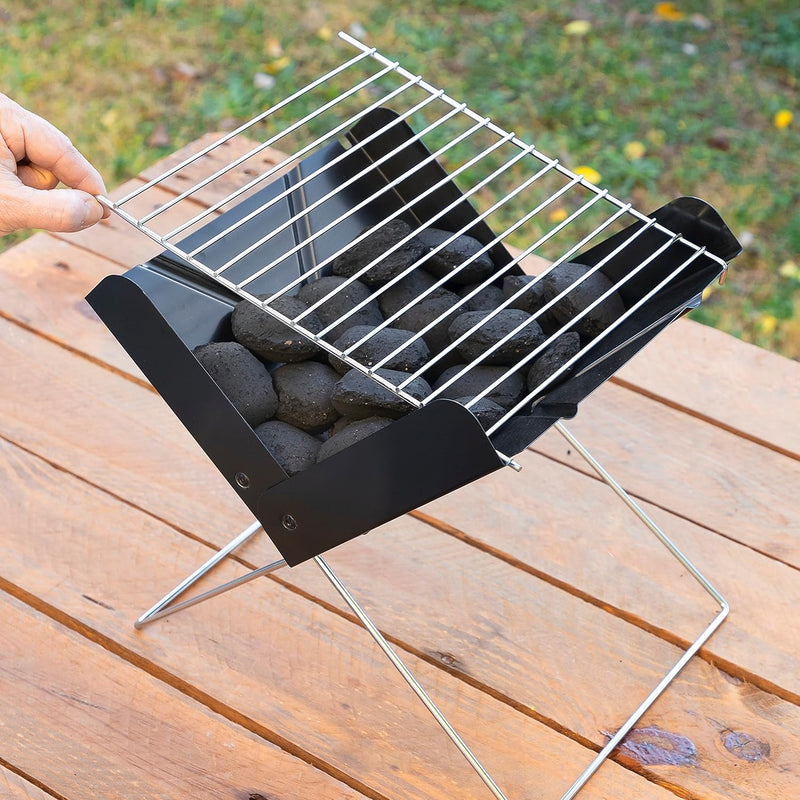 InnovaGoods® Tragbarer, klappbarer Mini-Holzkohlegrill Foldecue, Leicht zu transportieren, Einfach z