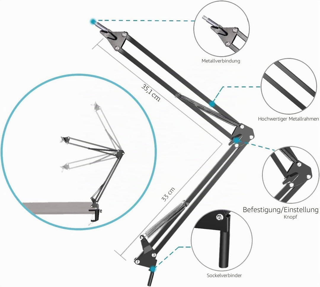 SUNMON für Blue Yeti Mikrofon Arm - Mikrofonarm Mikrofonständer mit Yeti Mikrofon Popschutz, kompati