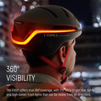 LIVALL EVO21 Smart Fahrradhelm mit Licht, Smart Helm mit Weitwinkellicht | Blinker | Bremswarnleucht