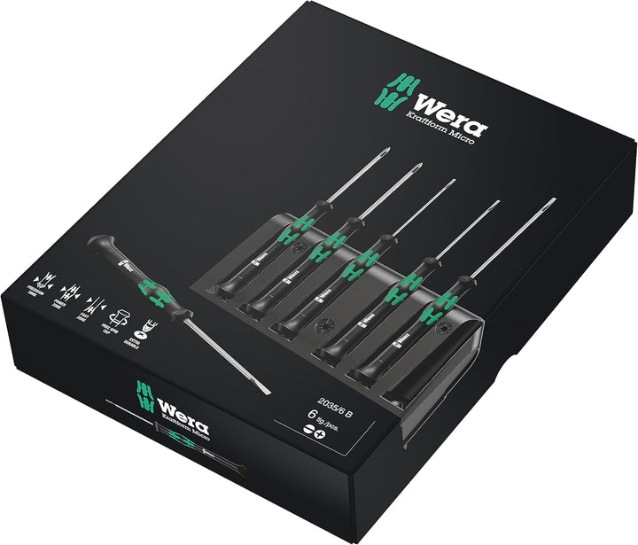 Wera Elektroniker-Schraubendrehersatz 2035/6 B + Rack, 6-teilig, 05118152001 Einzeln, Einzeln