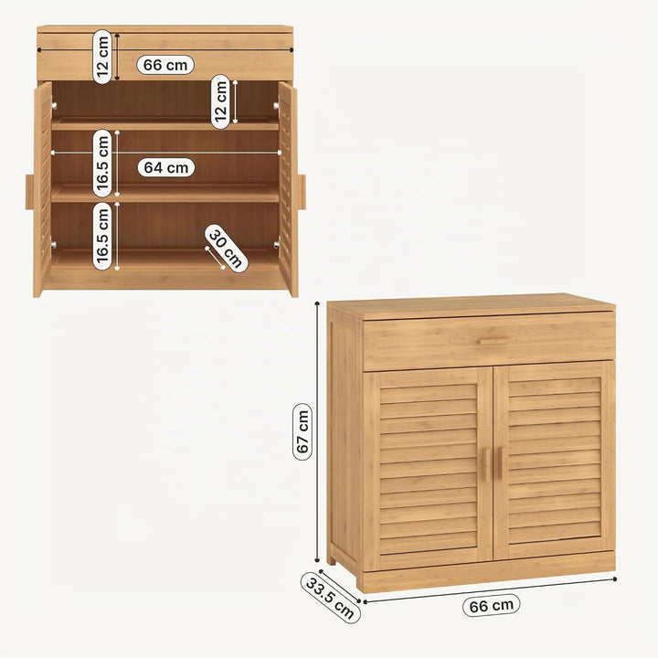 [en.casa] Schuhschrank Aarela mit 2 Türen Schrank schmal mit Schublade Flurschrank 3 Ebenen Schuhkom