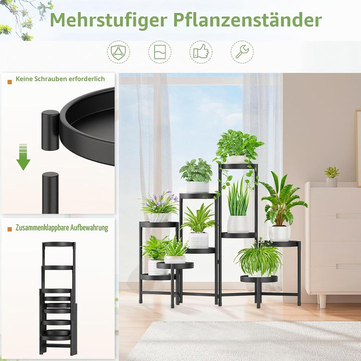 iDavosic.ly Pflanzenständer Metall mit 9 Etagen, Blumenständer Pflanzenregal Blumenregal Indoor Outd