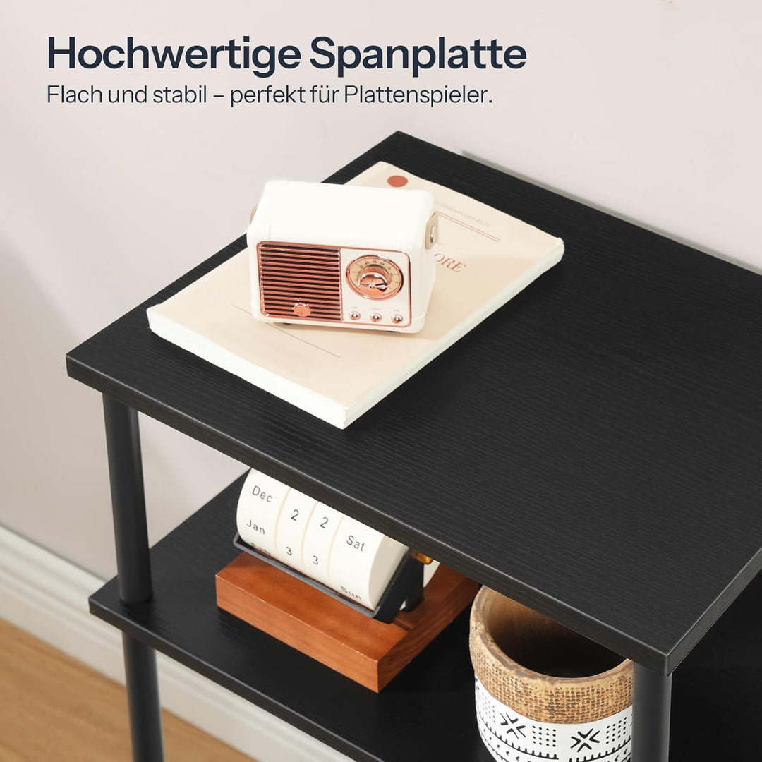HOOBRO Plattenspieler-Ständer, 3-Stufiger, Beistelltisch, Schallplattenständer mit herausnehmbaren T