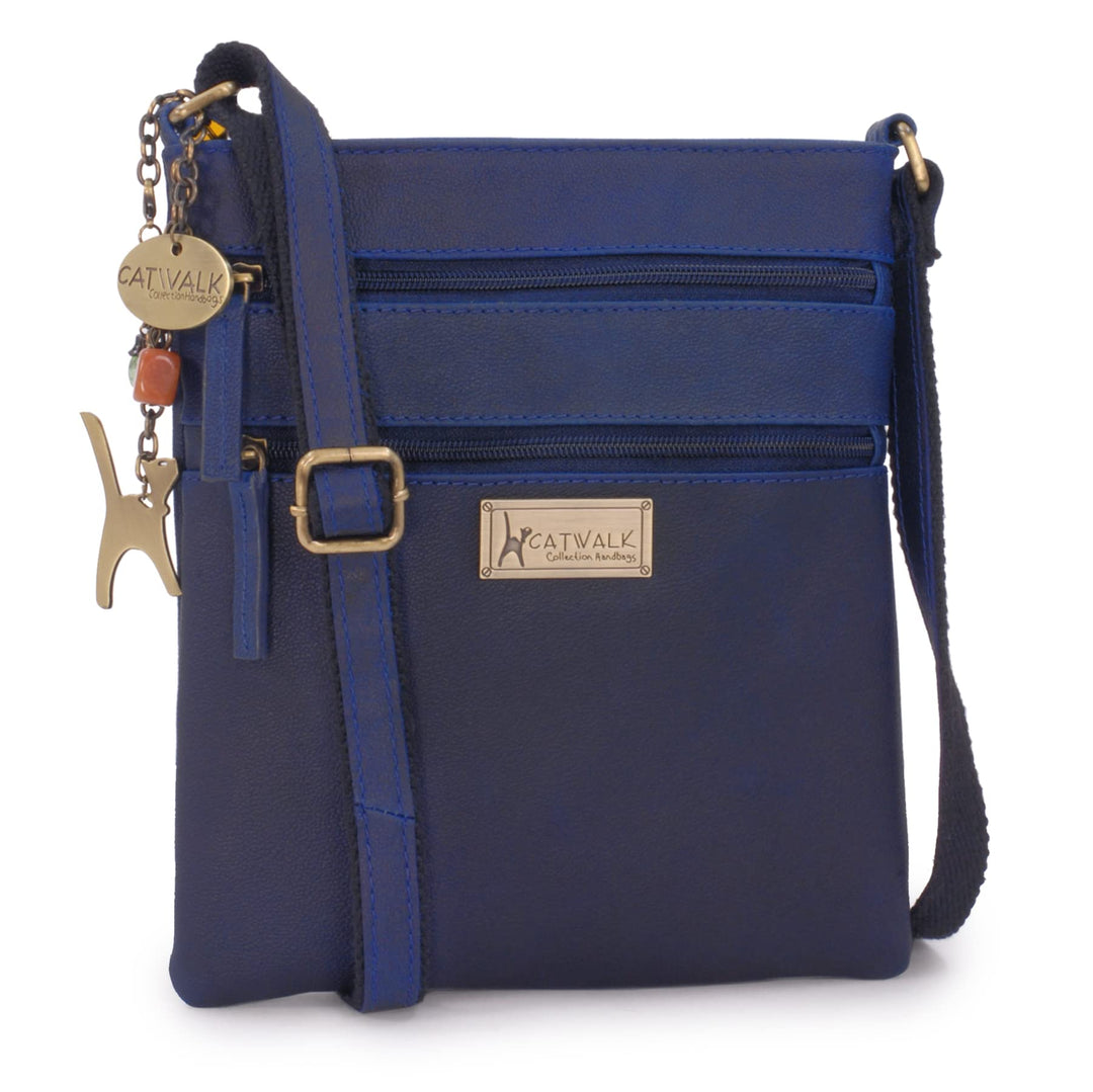 Catwalk Collection Handbags - Damen Pull - Up Leder Umhängetasche - Crossbody Bag Klein - Handtasche