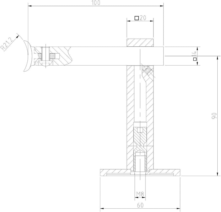 5 x Edelstahl Handlaufhalter eckig höhen- und neigungsverstellbar für Rohr-Ø 42,4 x 2,0 mm Rund Pfos