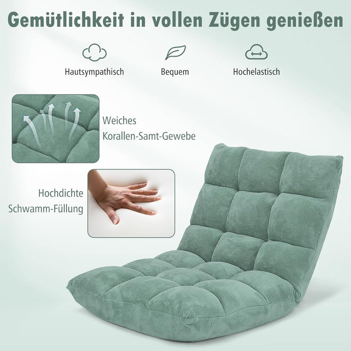 RELAX4LIFE Bodenstuhl Klappbar, Bodensessel mit Verstellbarer Rückenlehne &amp; Liegefunktion, Bodensitz