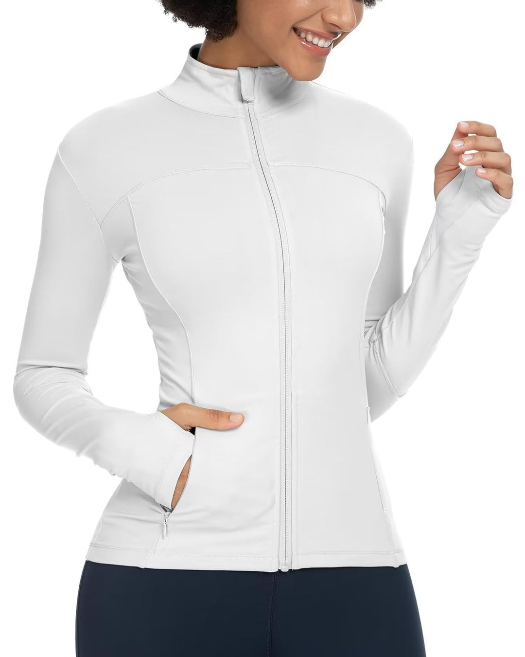 QUEENIEKE Damen-Laufjacken, durchgehender Reissverschluss, athletische Jacken, schmale Passform, Wor
