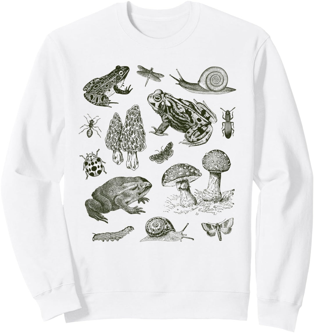 Frog Mushroom 90s Vintage Dark Academia Aesthetic Biology Sweatshirt
