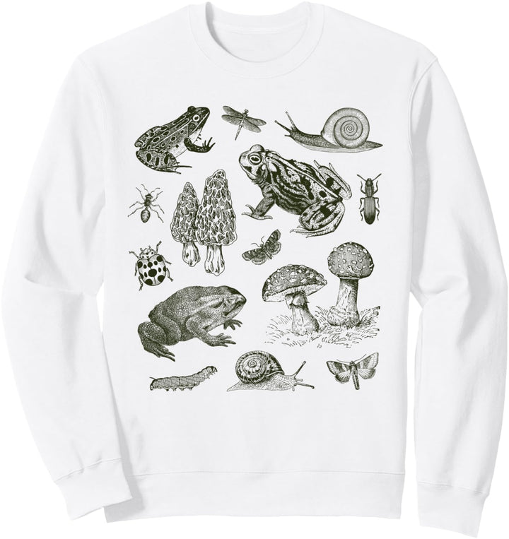 Frog Mushroom 90s Vintage Dark Academia Aesthetic Biology Sweatshirt