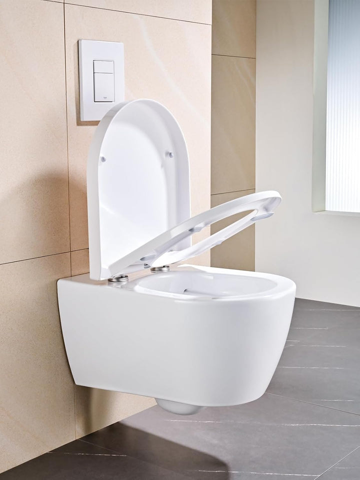 Toilettendeckel mit Absenkautomatik D-Form [KURZ],YEAUPE PRO WC Sitz mit Puller Lid,Toilettensitz mi