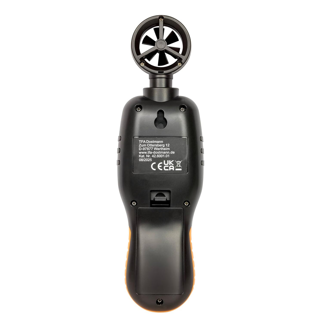 TFA Dostmann Digitaler Windmesser Anemometer zum Halten, 42.6001.01, Windmessgerät, Temperaturanzeig