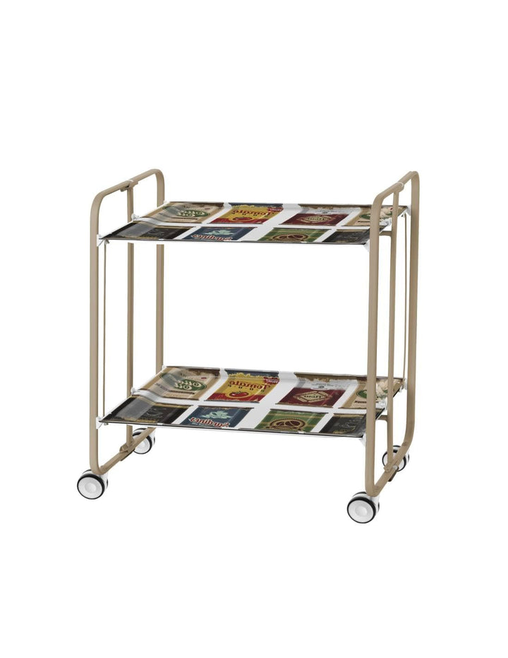 DON HIERRO - Servierwagen Sandfarbe, klappbar, 2 Böden. Rollwagen BAUHAUS-22 66 x 43 x 72 cm. 22, 66