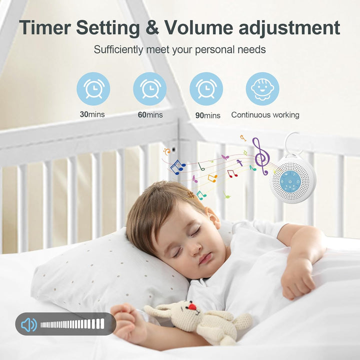 White Noise Machine Baby, Einschlafhilfe Babys mit 2000mAh Akku,Portable Sound Machine for Adults,21
