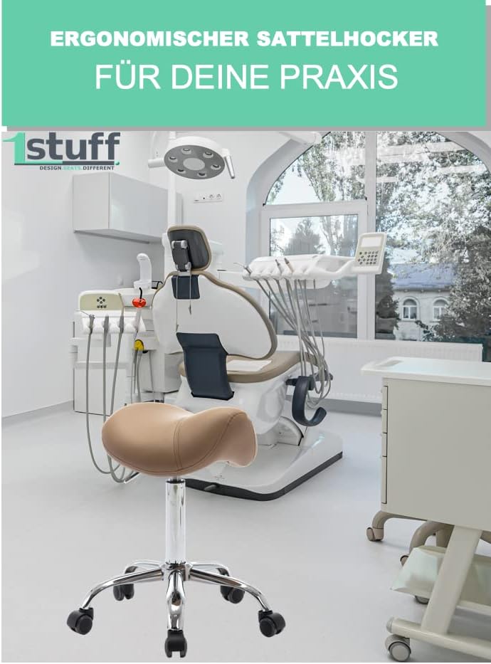 Sattelhocker Sattelstuhl MULY - Sitzhöhe bis ca. 74cm - ergonomischer Rollhocker Bürohocker Arzthock