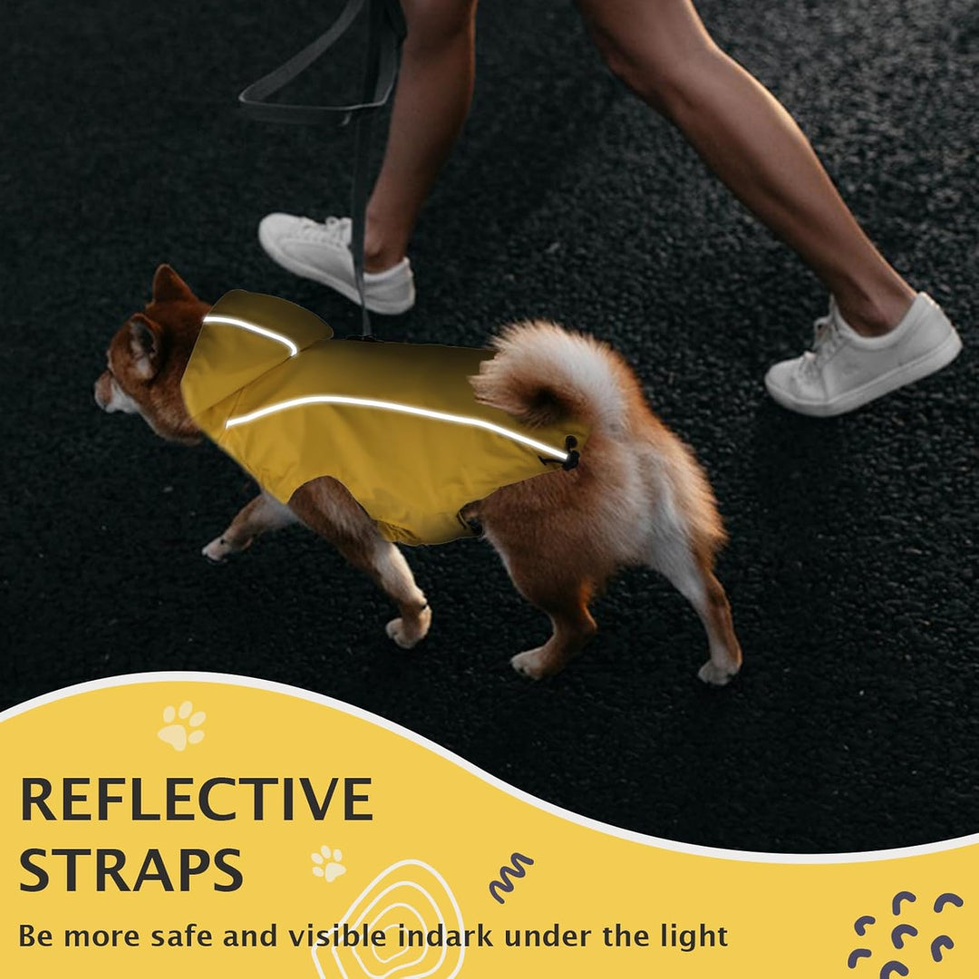 Vejaoo Regenmantel Hund Wasserdicht, Reflektierend Regenjacke mit Kapuze für Hund, Verstellbare Wind