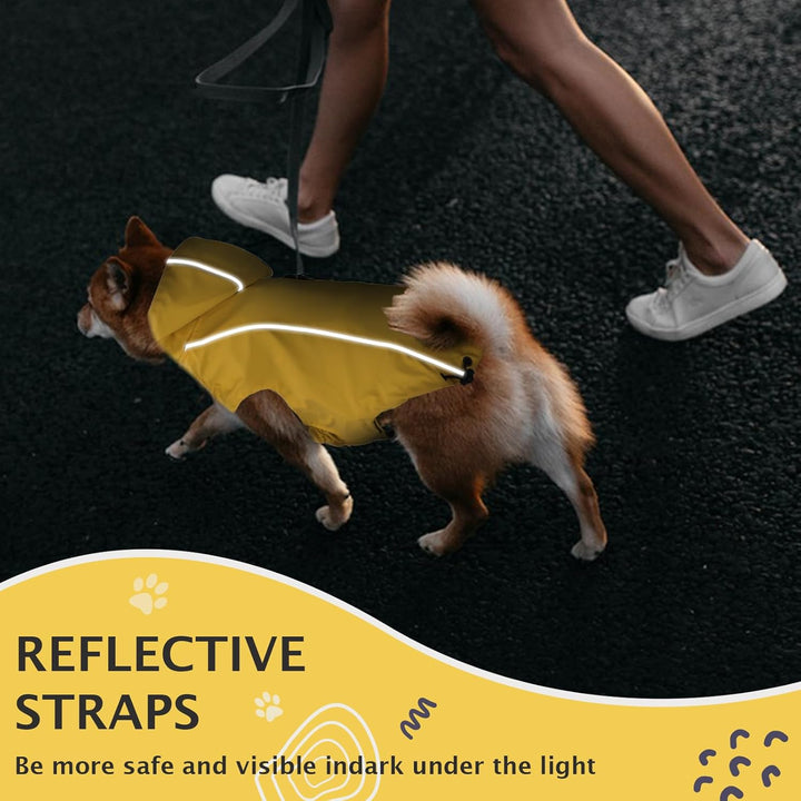 Vejaoo Regenmantel Hund Wasserdicht, Reflektierend Regenjacke mit Kapuze für Hund, Verstellbare Wind