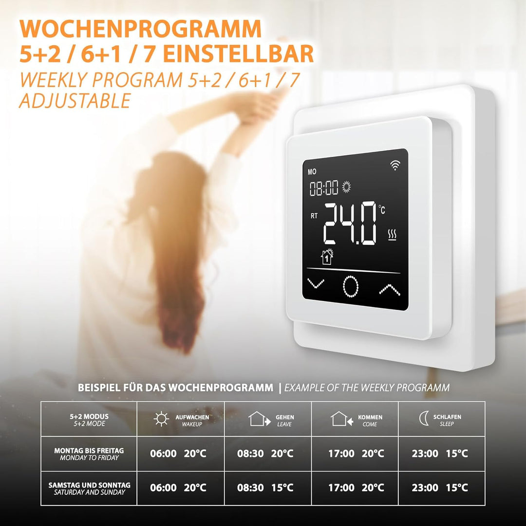 Mi-Heat Mi-750 Raumthermostat WLAN weiss - Tuya Smart App Alexa Google Home - wassergeführte und ele