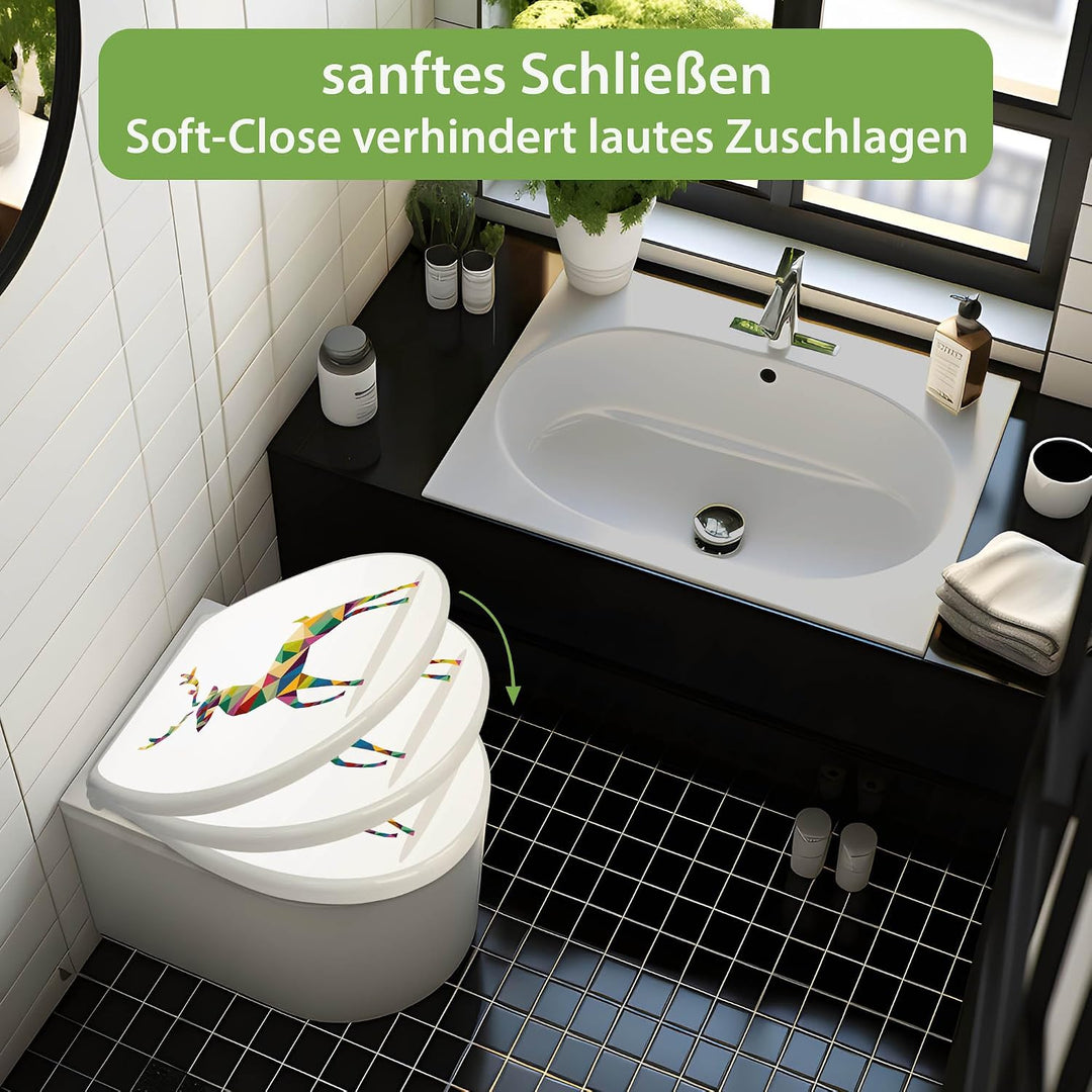 banjado Toilettendeckel mit Absenkautomatik 44,5x37cm - Soft Close Toilettensitz - WC Sitz mit Absen
